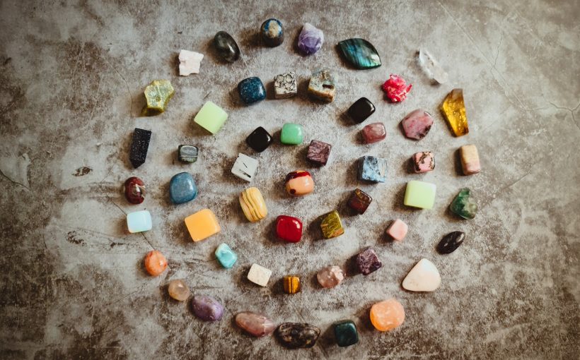 assorted color stone on gray concrete floor